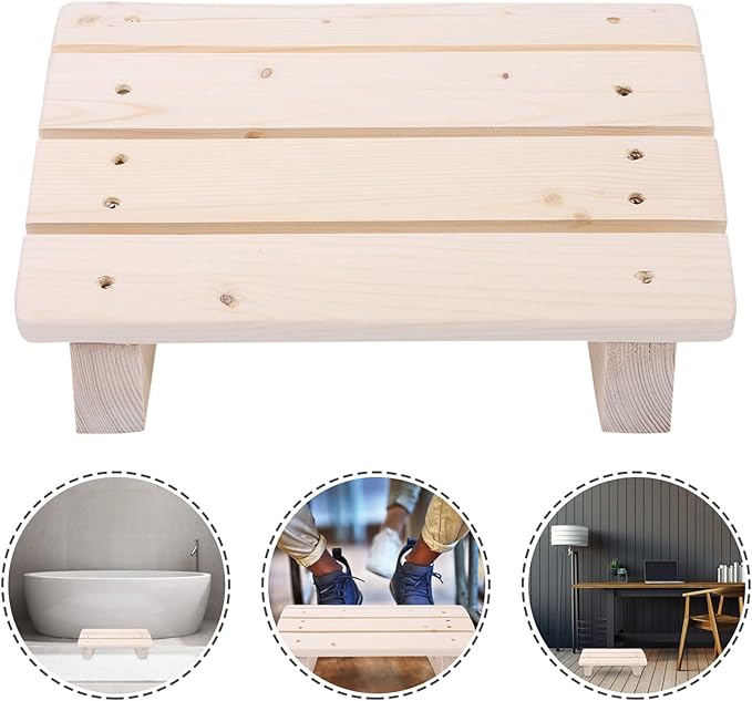 Wooden Foot Stool Under Desk Footrest - Slanted Office Foot Rest for Home and Work, Ergonomic Design to Relieve Tendon Pain, Portable and Compact Size for Travel and Daily Use