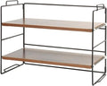 KATHY&BOB Wood Desk Shelf Organizer, 2-Tier Desktop Supplies Storage Rack, Adjustable Stackable Desk Shelf for Office, Kitchen, Bathroom, 15.75"*12.2"*7.87"