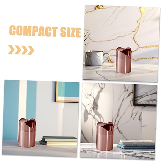 Luxshiny Bathroom Trash Can Lid Mini Can Press Lid Countertop Garbage Bin Tiny Waste Basket Rustic Decorative Storage Bin
