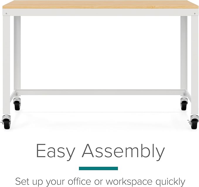 Hirsh Industries Space Solutions Home Office Metal Desk and Storage Set - White/Maple