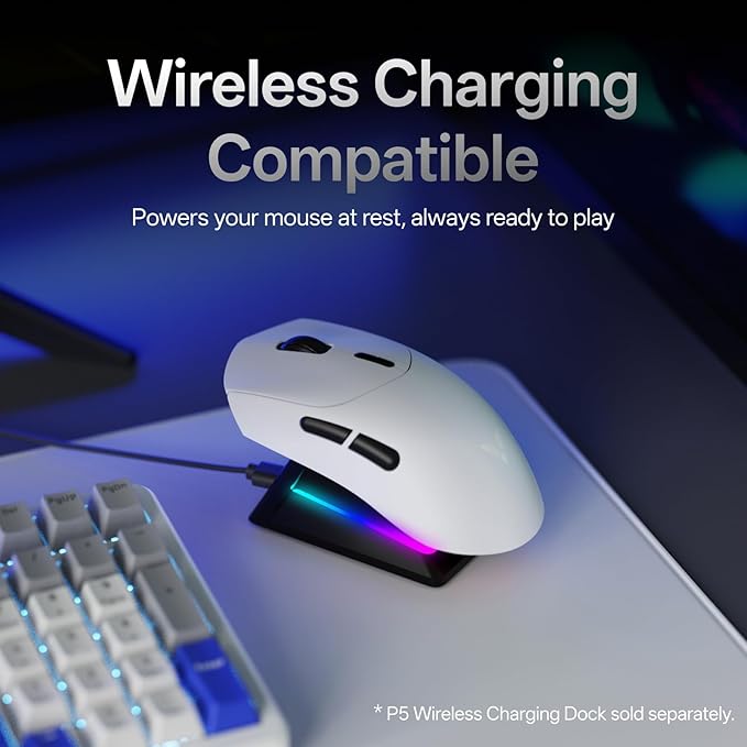 Rapoo VT7 MAX Wireless Gaming Mouse, True 8K Wireless Polling Rate, 53g Lightweight, Up to 750 Hr Battery, Nordic nRF54L15 MCU, 120-Million Optical Switch, 10 Programmable Buttons, Macro Enabled