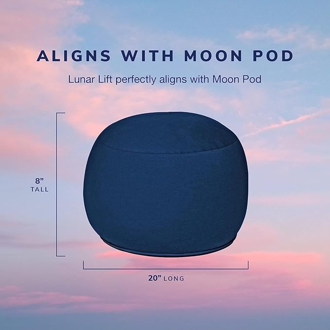 Moon Pod Lunar Lift Footrest for Bean Bag Chair - 20" x 8" Zero-Gravity Micro-Bead Stuffed for Stress, Relaxation & Comfort for Circulation (Navy)