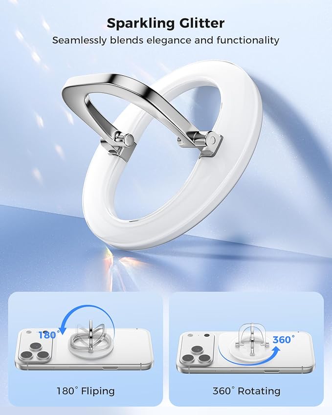 SUPERONE for MagSafe Phone Grip, Adjustable Magnetic Phone Ring Holder, Removable Finger Phone Ring Kickstand Compatible with MagSafe Accessories Only for iPhone 17/16/15/14/13/12 Series