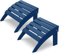 IVY&LANE Outdoor Adirondack Ottoman | Folding | Set of 2 | HDPE | Blue | All Weather | Waterproof Patio Footrest for Adirondack Chair | Poly Lumber Foot Rest for Deck Backyard