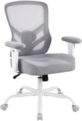 YFO Ergonomic Office Chair, Mesh Computer Desk Chair with Adjustable Back Lumbar Support and Armrests, Comfy Executive Rolling Swivel Task Chair for Home Office, Grey