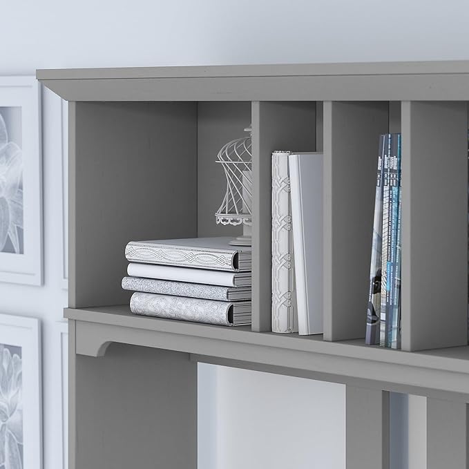 Bush Home Salinas 60W Hutch for L Shaped Desk in Cape Cod Gray