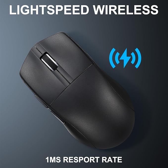 HUO JI E-YOOSO Wireless Gaming Mouse, 49g Superlight, Bluetooth 5.1/2.4G/Wired, 26,000 DPI, 5 Programmable Buttons, 150 Hr Rechargeable Battery, Software Support for PC, Mac, Black