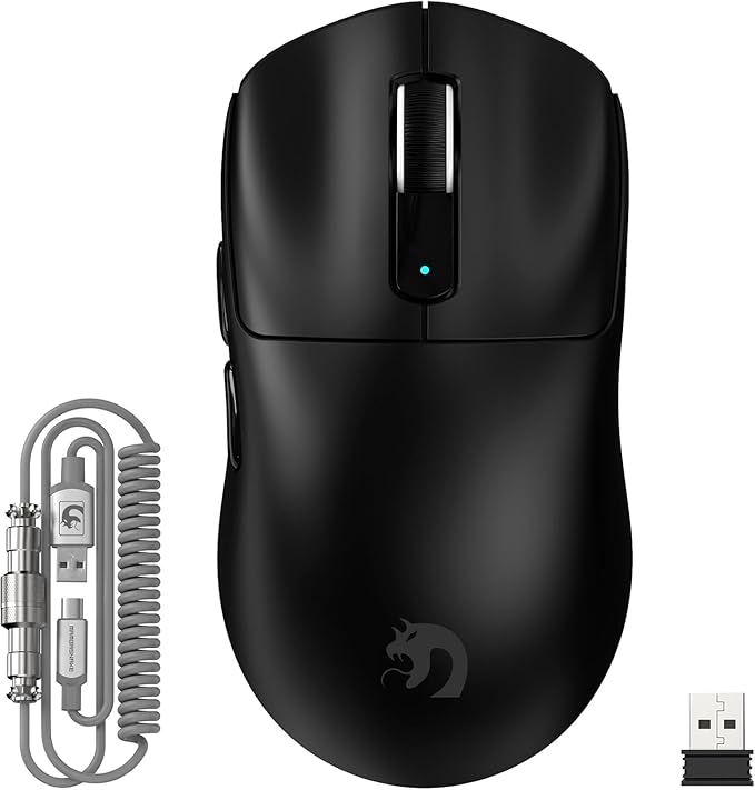 MAMBASNAKE M3 Wireless Gaming Mouse with Lightweight 39g,PixArt PAW3395 PRO Sensor 40K DPI,Tri Mode-2.4G/Bluetooth/Wired,100M Clicks Micro Switch,Coiled Cable,Programmable for Win PC Mac Gamer(Black)