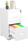 Greenvelly 18" D File Cabinet, 2 Drawer Filing Cabinet with Lock, Locking Vertical File Cabinet for Home Office, White Metal File Cabinet for Hanging Letter/Legal Folders, Easy Assemble