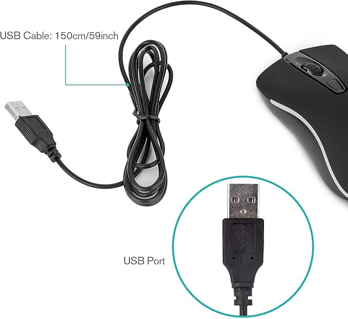 Rii RM105 Wired Mouse,Computer Mouse with Colorful RGB Backlight,Comfortable Grip Ergonomic Optical,USB Wired Mice Support Windows PC, Laptop,Desktop,Notebook,Chromebook