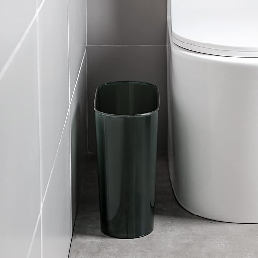 Anyoifax Small Trash Can Slim Garbage Can 3 Gallon Waste Basket Trash Bin Container for Bathroom, Bedroom, Living Room, Kitchen, Under Desk, Office, Colleg Dorm - Clear and Green