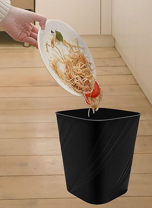 DAJITRE Small Plastic Trash Can Wastebasket Recycling Bin for Bathroom, Dorm, Bedroom，Home Office, Garbage Can for Bedroom, Kids Room (2, Black)
