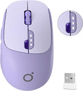 EWEADN Q5 Wireless Mouse, Bluetooth & 2.4G Quiet Computer Mouses with Battery Level Display, 1600 DPI, Ergonomic Office Mouse, 6 Button Portable Cute Computer Mouse for Laptop/PC/Mac - Purple
