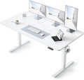 BANTI 63 × 28 Inches Standing Desk, Ergonomic, Electric Height Adjustable, Sit and Stand Up, Computer Desk with a Deeper Desktop, White Frame/Whitetop