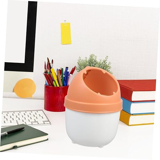 Operitacx Cute Dinosaur Mini Trash Can Lid Slim Desktop Waste Bin for Bedroom Office and Kitchen Compact Waste Basket for Efficient and Versatile Use