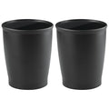 iDesign Small Round Plastic Bathroom Trash Can - Set of 2 - Black - Made in USA