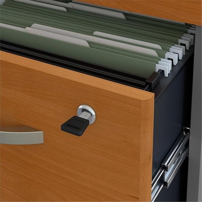 Bush Business Furniture Series C U Shaped Desk with Mobile File Cabinet, 72W x 30D, Natural Cherry
