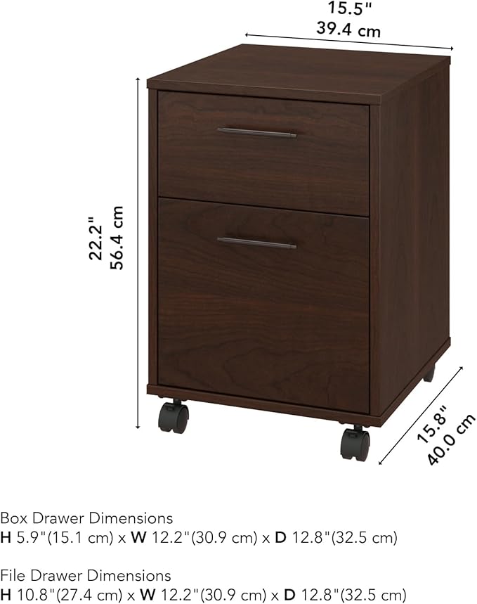 Bush Home Key West 2 Drawer Mobile File Cabinet in Bing Cherry