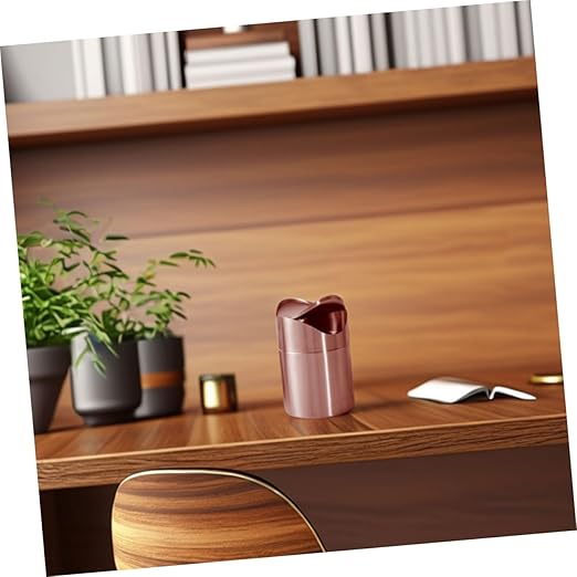 Luxshiny Bathroom Trash Can Lid Mini Can Press Lid Countertop Garbage Bin Tiny Waste Basket Rustic Decorative Storage Bin