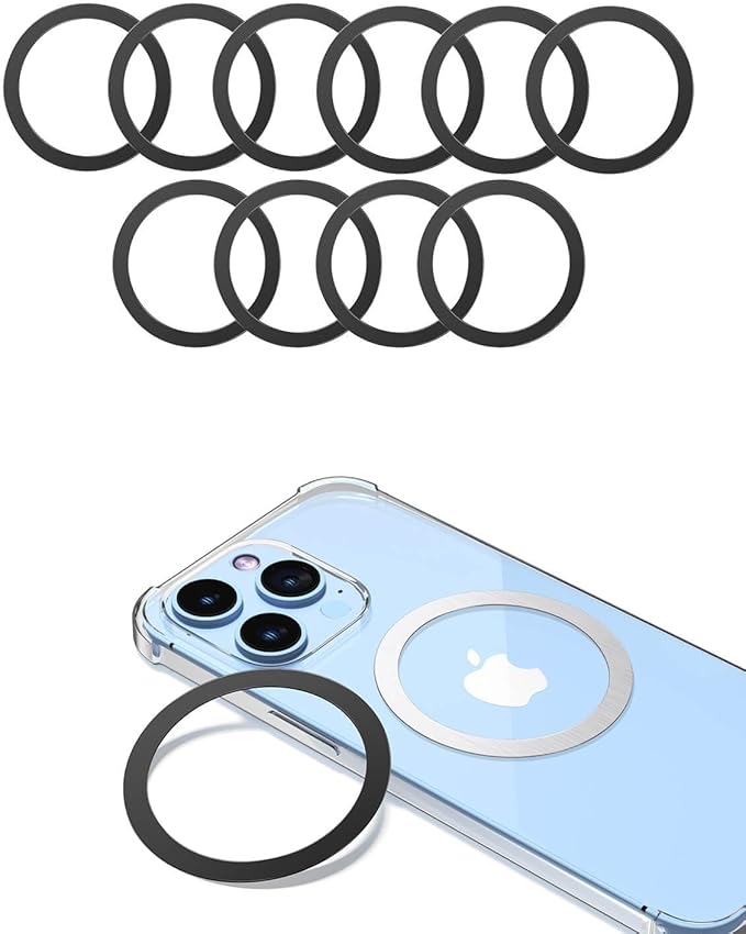 KALAPOP for Magsafe Ring - 10 PCS, Ultra-Thin(0.4mm) Magsafe Sticker, Compatible with iPhone 17/Air/16/15/14/13/12 Series, Samsung Galaxy, Google Pixel Series Black