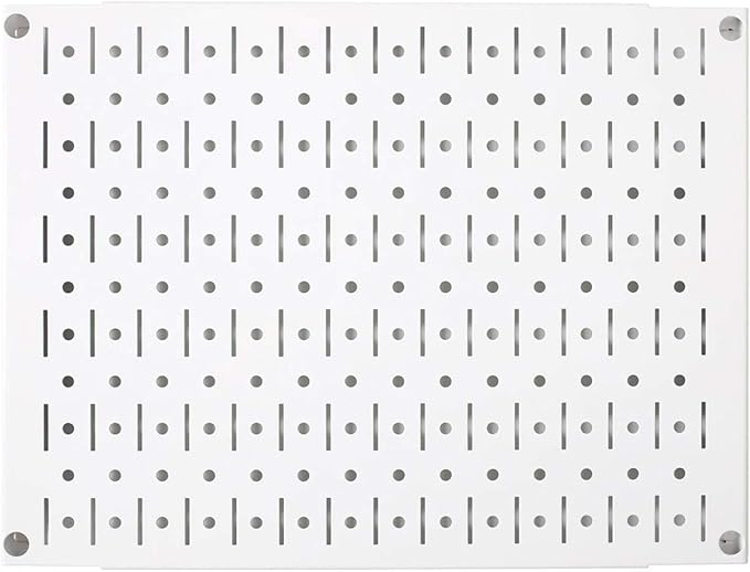 Wall Control Pegboard Wall Organizer Tiles Modular Metal Pegboard Tiling Set - Four 12-Inch Tall x 16-Inch Wide White Peg Board Panel Wall Storage Tiles - Easy to Install (White)