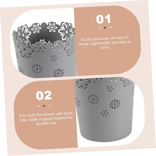 2pcs Mini Trash Cans Lids Desktop Office Home Slim Trash Bin Car Waste Container