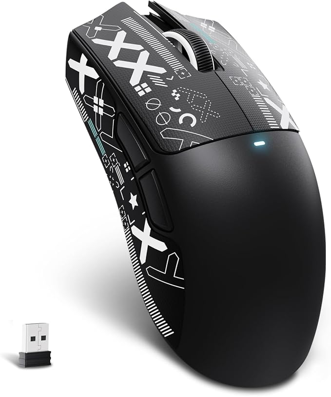 ATTACK SHARK X11SE Ultra-Light Wireless Gaming Mouse,22000 DPI,Tri-Modes BT5.2/Type-C Wired/2.4G,PixArt PAW3311 Gaming Sensor,5 Programmable Buttons for Laptop,PC,Mac Gamer(Black&Sticker)