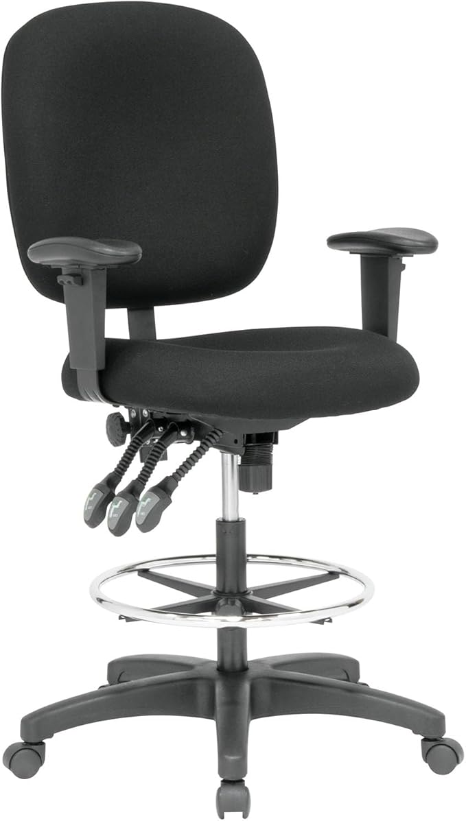 Studio Designs Winslow Drafting Work Chair with Foot Rest - Adjustable Height Chair - Contoured for Desk or Drafting Table
