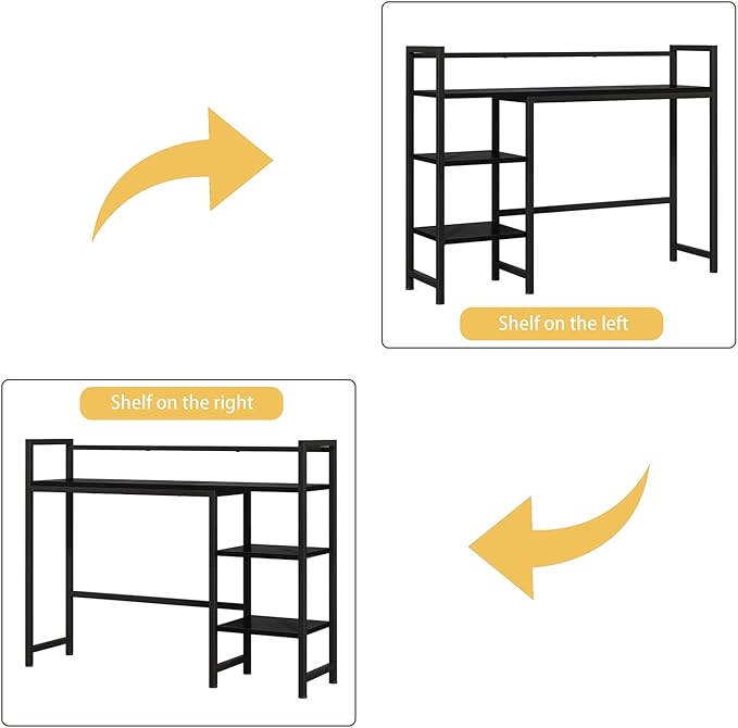 38.6" Book Shelf with 3 Tier Open Shelves Bookshelf and Desk Shelfs to Combined for Computer Desks, Desk Hutch for Top of Desk, Bookcase for Dorm or Office, Adjustable Desktop Shelf, Black