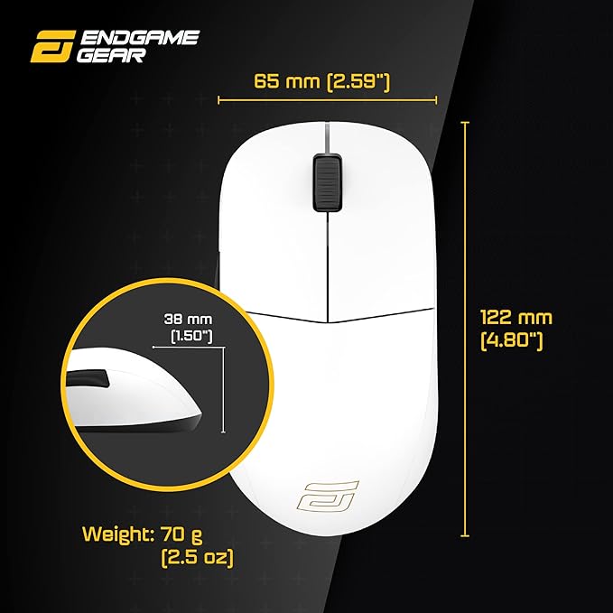 ENDGAME GEAR XM1r Gaming Mouse, Programmable Mouse with 5 Buttons and 19,000 DPI, White