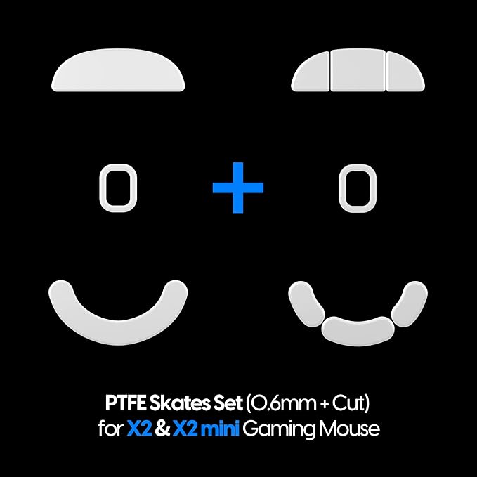 Pulsar Gaming Gears - PTFE Mouse Feet for X2 & X2 Mini Wireless Mice Premium Skate - White, Set (0.6mm Thin + Cut Type)