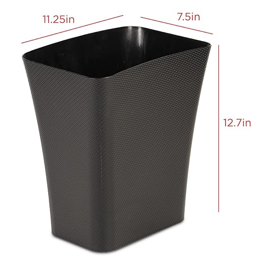Clorox Textura Slim Trash Can - 3.1 Gallon Small Waste Basket for Narrow Spaces - Skinny Plastic Garbage Bin for Bathroom, Bedroom, or Office, Black