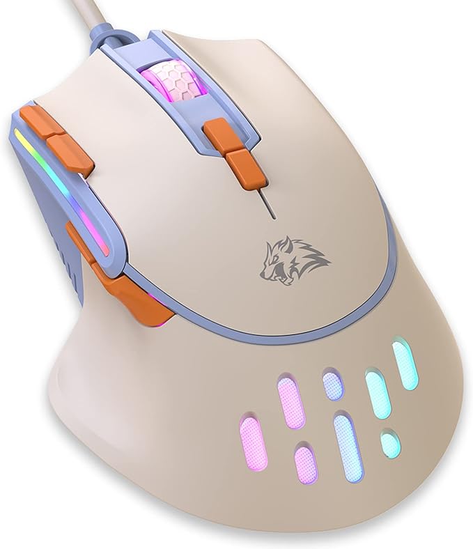 MAGIC-REFINER M2 Wired Gaming Mouse with 6 Types RGB Backlit High Precision Adjustable 12800DPI,PC Gaming Macro Programming Mouse Conform Right Hand Engineering USB Plug Play for Laptop Mac（Blueberry）
