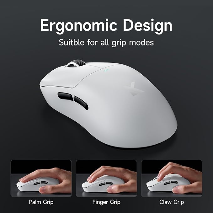 MCHOSE M7 Pro Wireless Gaming Mouse, 8K Polling, 55g Lightweight Ergonomic Computer Mouse PAW3395 Optical Sensor 650 IPS, 26000 DPI, 6 Programmable Controls USB-C 3-Modes PC/Mac White