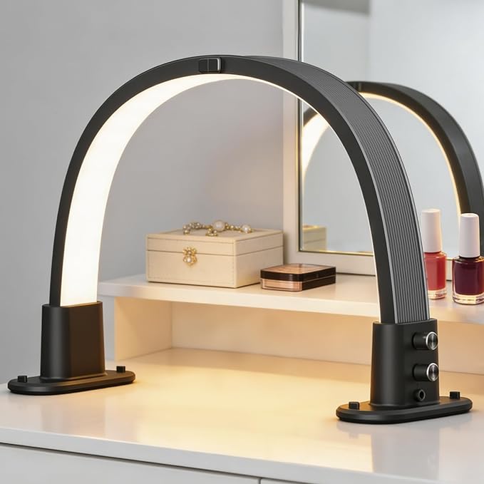 SLYFTE Professional Quality Mini Half Moon Light for Nail Desk, Personal Arch Light for Home Use, Nail Tech Lamp Perfect for At-Home Manicures (Black)