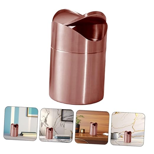 Luxshiny Bathroom Trash Can Lid Mini Can Press Lid Countertop Garbage Bin Tiny Waste Basket Rustic Decorative Storage Bin