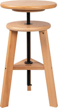 DJAR Wooden Drafting Stool Chair, Adjustable Beech Wood Artist Seat, Supports 180 Lbs, for Home, Studio, Kitchen, or Office, Natural