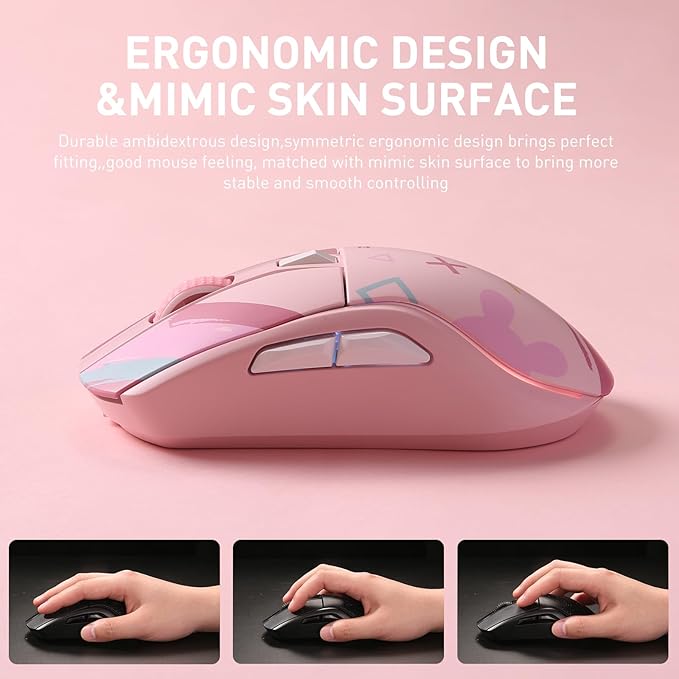 DAREU A950 Wireless Gaming Mouse with RGB Charging Dock,88g Lightweight Programmable Tri-Mode Wireless Mouse Gaming, Up to 12K DPI,1000Hz,120Hrs Playtime with RGB Backlit, Great for PC, Mac