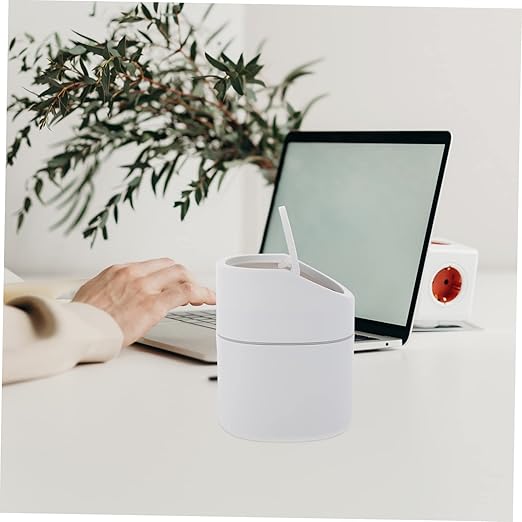 CHILDWEET Mini Flip Lid Trash Can Slim Office Desktop Trash Bin Smart Wastepaper Container