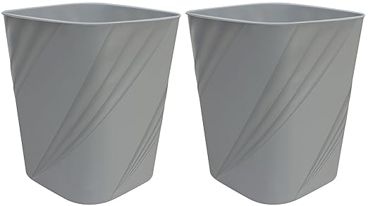DAJITRE Small Plastic Trash Can Wastebasket Recycling Bin for Bathroom, Dorm, Bedroom，Home Office, Garbage Can for Bedroom, Kids Room (2, Grey)