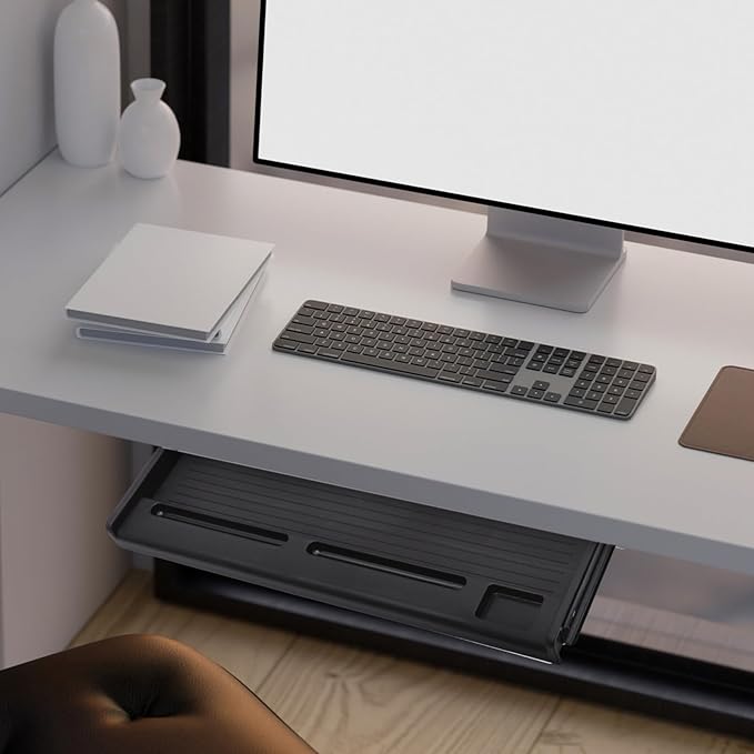 jojofuny 1 Set of Keyboard Tray Under Desk, Keyboard Sliding Tray Under Desk, Drawer Slide, Shelf, for Home and Office