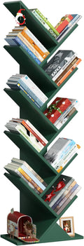 SHEEPAM 10 Tier Tree Book Shelf, Floor Standing Wood Bookshelf for Narrow Space, Storage Organizer Bookshelves for Books/CDs/Magazine, Bookcase with Shelves for Home Office, Living Room