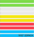 Realth Dry Erase Magnetic Strips 1'' × 12'' 20 Pcs, 5 Colors Reusable Magnetic Tape, Erasable Magnetic Labels for Classroom Home Office Whiteboard Name Tags