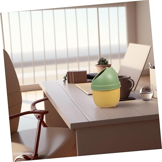 Operitacx Cute Half Lid Trash Can Mini Desk Waste Basket Lid for Office Study Dorm Dinosaur Design Small Trash Bin for Bedroom