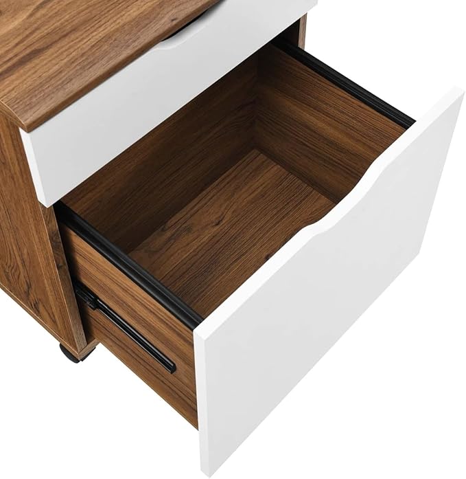 Modway Envision Mid-Century Modern, File Cabinet, Walnut White