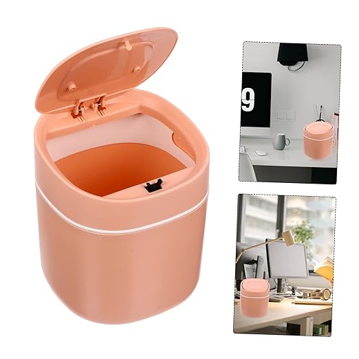 Small Slim Trash Can Lid Desk Rubbish Bin Mini Desktop Waste Bins Plastic Trash Storage Box