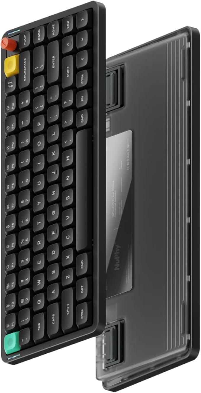 nuphy Air75 V3 Hot Swappable Wireless Mechanical Keyboard, 84 Keys 75% Custom Low Profile Keyboard with Knob, RGB Backlit, Gasket Mounted, Support Bluetooth/2.4GHz/USB-C,Black-Red Nano