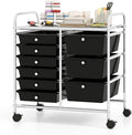 Moccha 9-Drawer Rolling Storage Cart - Under Desk Storage Drawers with wheels for Craft Art Supply Paper Salon, Scrapbook Paper Tools, Mobile Utility Cart for Classroom, Black