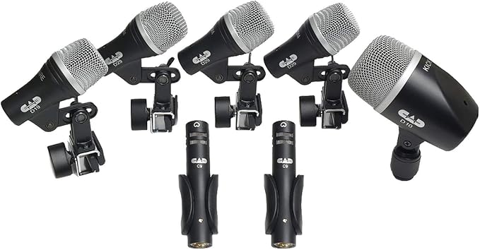 CAD Audio Stage7 Premium 7-Piece Drum Instrument Mic Pack with Vinyl Carrying Case + 7 On Stage Microphones Cables, 20 Feet