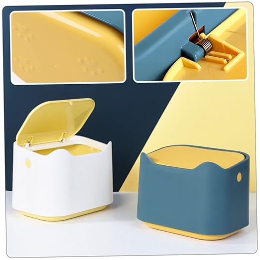 Desktop Garbage Can Lid Plastic Trash Bin for Home Office Dorm Lightweight Tabletop Waste Container for Easy Daily Use and Colors
